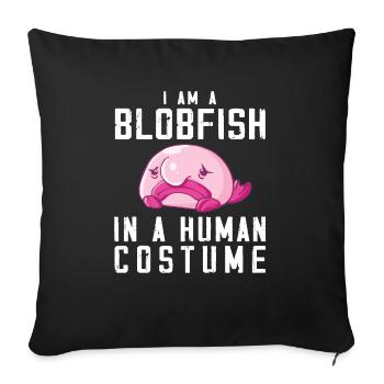 Costume de Blobfish - Visage de poisson Blob laid - - Housse de coussin décorative 45 x 45 cm - noir - Devant