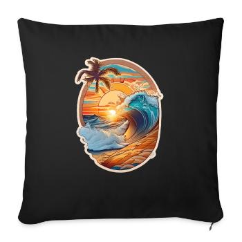 plage et vague - Housse de coussin décorative 45 x 45 cm - noir - Devant