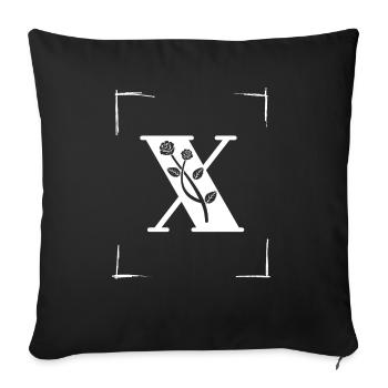 letter X initial - Sofa pillowcase 17,3'' x 17,3'' (45 x 45 cm) - black - Front