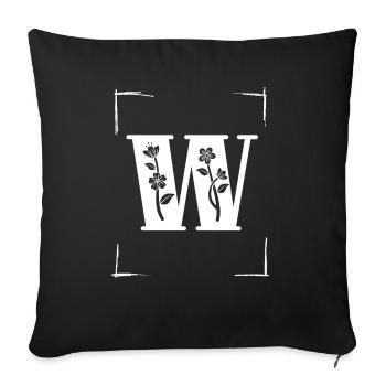 letter W initial - Sofa pillowcase 17,3'' x 17,3'' (45 x 45 cm) - black - Front