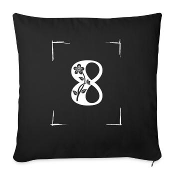 number 8 initial - Sofa pillowcase 17,3'' x 17,3'' (45 x 45 cm) - black - Front