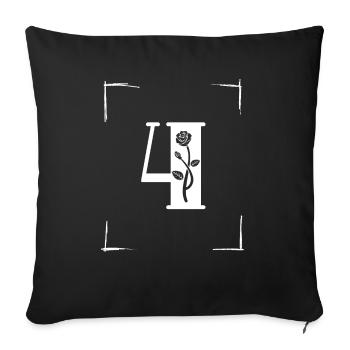 number 4 initial - Sofa pillowcase 17,3'' x 17,3'' (45 x 45 cm) - black - Front