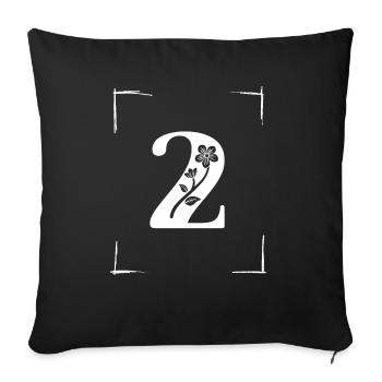 number 2 initial - Sofa pillowcase 17,3'' x 17,3'' (45 x 45 cm) - black - Front