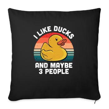 Vintage Duckie Retro J’aime les canards en caoutchouc et peut-être - Housse de coussin décorative 45 x 45 cm - noir - Devant