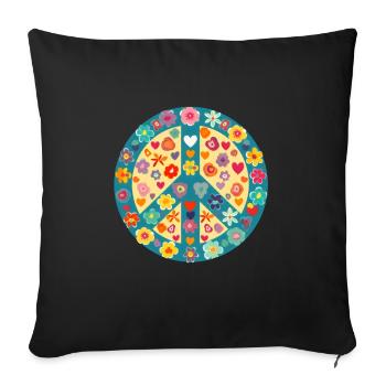 Peace Heart Sign Lovers Art Hippie Groovy Vibes - Sofa pillowcase 17,3'' x 17,3'' (45 x 45 cm) - black - Front