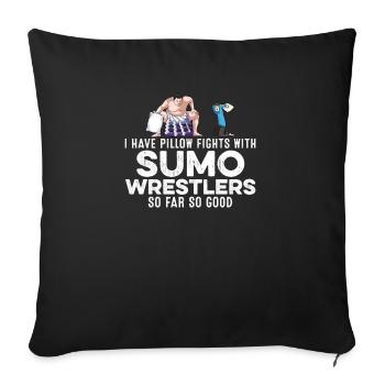 J’ai des combats d’oreillers avec des lutteurs de sumo gangster - Housse de coussin décorative 45 x 45 cm - noir - Devant