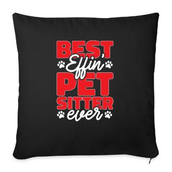 Pet Sitting Cat Dog Pet Sitter - Sofa pillowcase 17,3'' x 17,3'' (45 x 45 cm) - black - Front