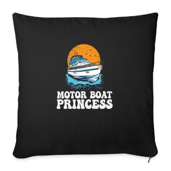 Bateau à moteur Princess Pontoon Queen Motonautisme - Housse de coussin décorative 45 x 45 cm - noir - Devant