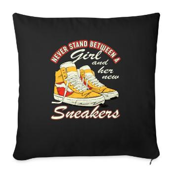 « Vous pouvez faire le contact de la chaussure » Drôle - Housse de coussin décorative 45 x 45 cm - noir - Devant