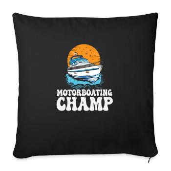 Ponton Lac Life Boat Parade Champ Motoboating - Housse de coussin décorative 45 x 45 cm - noir - Devant