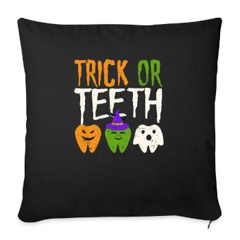 Trick Or Teeth Funny Dental Halloween Treat - Housse de coussin décorative 45 x 45 cm - noir - Devant