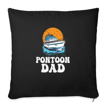 Ponton Papa Fête des Pères Motonautisme Pontonnage - Housse de coussin décorative 45 x 45 cm - noir - Devant