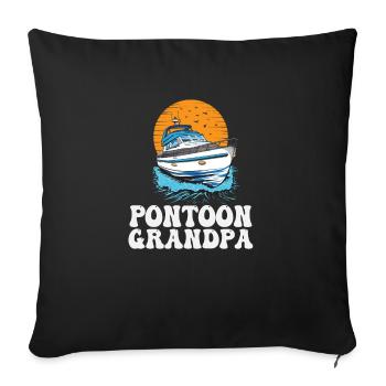 Ponton Papy Fête des Pères Bateau à moteur - Housse de coussin décorative 45 x 45 cm - noir - Devant