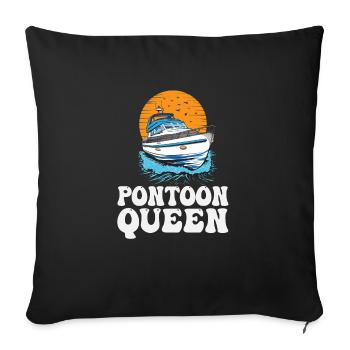 Ponton Queen Bateau à moteur Princess Pontooning - Housse de coussin décorative 45 x 45 cm - noir - Devant