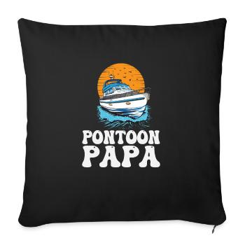 Ponton Papa Fête des Pères Bateau à moteur Pontonnage - Housse de coussin décorative 45 x 45 cm - noir - Devant