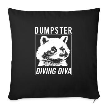 Raccoon lover garbage collecting garbage containers - Sofa pillowcase 17,3'' x 17,3'' (45 x 45 cm) - black - Front