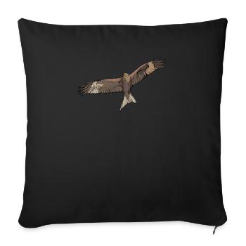 Milan royal I motif de décapage d’oiseau de proie pour fauconnier - Housse de coussin décorative 45 x 45 cm - noir - Devant