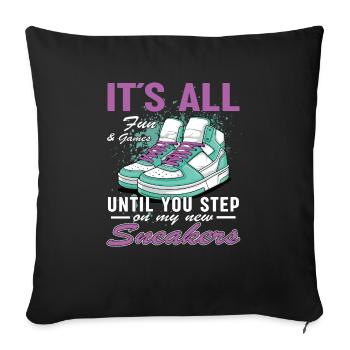 Lustiger Sneaker -Sammler - Turnschuhe - Sofakissenbezug 45 x 45 cm - Schwarz - Vorne