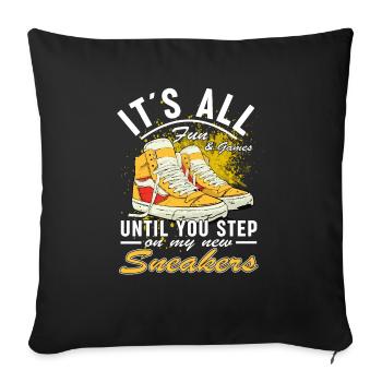 Lustiger Sneaker -Sammler - Turnschuhe - Sofakissenbezug 45 x 45 cm - Schwarz - Vorne