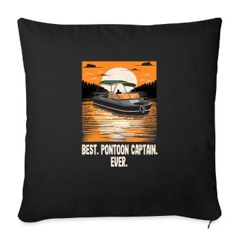 Best Pontoon Captain Ever Motorboating Quote Boat - Sofa pillowcase 17,3'' x 17,3'' (45 x 45 cm) - black - Front