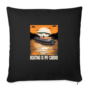 La navigation de plaisance est ma citation Cardio Lake Life Motorboating - Housse de coussin décorative 45 x 45 cm - noir - Devant