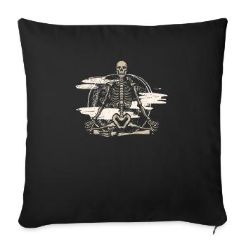 Méditer Squelette Lotus Yoga Moon Balance Joke - Housse de coussin décorative 45 x 45 cm - noir - Devant