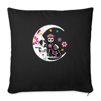Sugar Skull Cat Moon Dia De Los Muertos Funny - Housse de coussin décorative 45 x 45 cm - noir - Devant