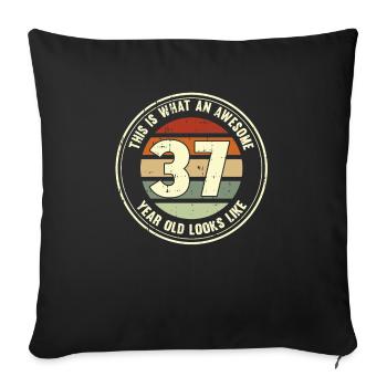 37e anniversaire pour que vous voyiez avec 37 cadeaux rétro - Housse de coussin décorative 45 x 45 cm - noir - Devant