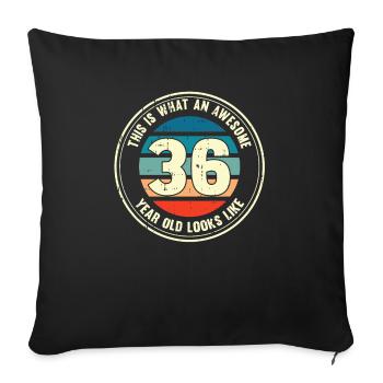 36e anniversaire pour que vous voyiez avec 36 cadeaux rétro - Housse de coussin décorative 45 x 45 cm - noir - Devant
