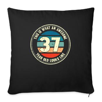 37e anniversaire pour que vous voyiez avec 37 cadeaux rétro - Housse de coussin décorative 45 x 45 cm - noir - Devant