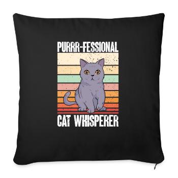 Pet Sitting Cat Dog Pet Sitter - Sofa pillowcase 17,3'' x 17,3'' (45 x 45 cm) - black - Front