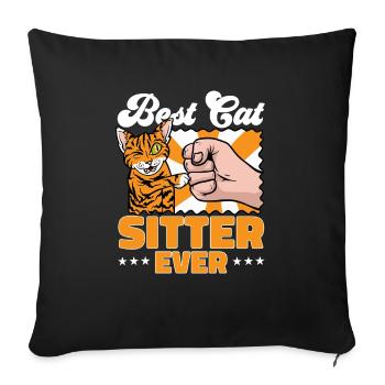 Pet Sitting Cat Dog Pet Sitter - Sofa pillowcase 17,3'' x 17,3'' (45 x 45 cm) - black - Front