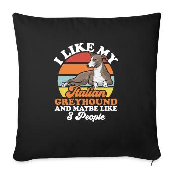 Lévrier italien Greyhound Chiens - Housse de coussin décorative 45 x 45 cm - noir - Devant