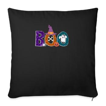 Boo Halloween Araignée Fantôme Pumkin Sorcière Zombie - Housse de coussin décorative 45 x 45 cm - noir - Devant
