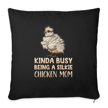 Silkie Chicken Mom Poulet chinois en soie - Housse de coussin décorative 45 x 45 cm - noir - Devant