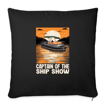 Captain Of The Ship Show Boating Pun Motorboat - Sofa pillowcase 17,3'' x 17,3'' (45 x 45 cm) - black - Front
