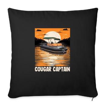 Cougar Capitaine Drôle de propriétaire de bateau Lake Life Pontoon - Housse de coussin décorative 45 x 45 cm - noir - Devant