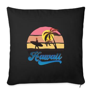 Hawaii Surf Sunset Beach Design - Sofa pillowcase 17,3'' x 17,3'' (45 x 45 cm) - black - Front