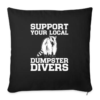 Raccoon Lover Trash Picking Dumpster Diving Trash - Sofa pillowcase 17,3'' x 17,3'' (45 x 45 cm) - black - Front