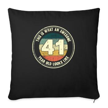 41. Geburtstag so sieht man mit 41 Retro Geschenk - Sofakissenbezug 45 x 45 cm - Schwarz - Vorne