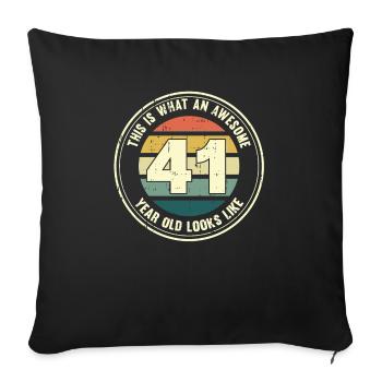 41. Geburtstag so sieht man mit 41 Retro Geschenk - Sofakissenbezug 45 x 45 cm - Schwarz - Vorne