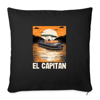 El Capitan Pontooning Propriétaire de bateau à moteur Lake Life - Housse de coussin décorative 45 x 45 cm - noir - Devant