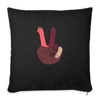 Thanksgiving Day Türkei Hand Peace Sign Funny - Sofakissenbezug 45 x 45 cm - Schwarz - Vorne