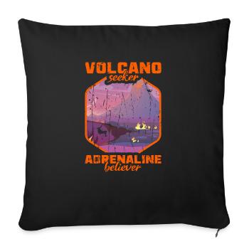 Chercheur de volcan, croyant à l’adrénaline - Volcan - Housse de coussin décorative 45 x 45 cm - noir - Devant
