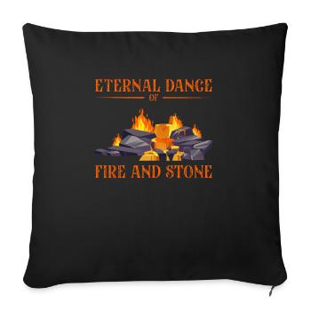 Danse éternelle du feu et de la pierre - Volcan - Housse de coussin décorative 45 x 45 cm - noir - Devant