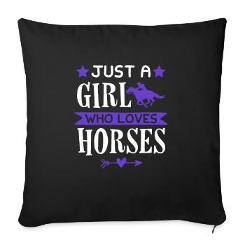 La fille aime les chevaux - Housse de coussin décorative 45 x 45 cm - noir - Devant