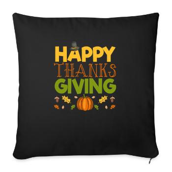 Happy Thanksgiving Day Fall Autumn Leaves - Sofa pillowcase 17,3'' x 17,3'' (45 x 45 cm) - black - Front