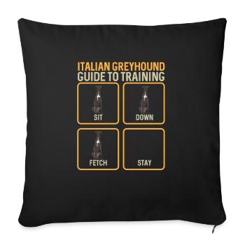 Lévrier italien Greyhound Chiens - Housse de coussin décorative 45 x 45 cm - noir - Devant
