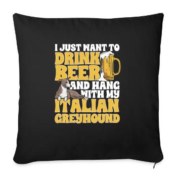 Italian Greyhound Greyhound Dogs - Sofa pillowcase 17,3'' x 17,3'' (45 x 45 cm) - black - Front