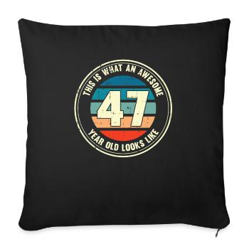 47e anniversaire pour que vous voyiez avec 47 cadeaux rétro - Housse de coussin décorative 45 x 45 cm - noir - Devant